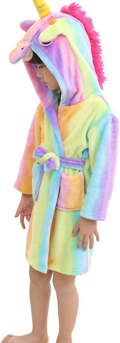 LANTOP Kids Soft Bathrobe Comfy Unicorn Flannel Robe Unisex Gift Sleepwear