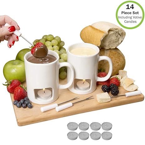 Amazon.com: Evelots - Juego de 2 tazas de fondue con velas ...