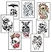 si ying Temporary Tattoos Arm Sticker Roses, 8 Sheets Skulls Art Arm Sticker Body Waterproof Tattoo