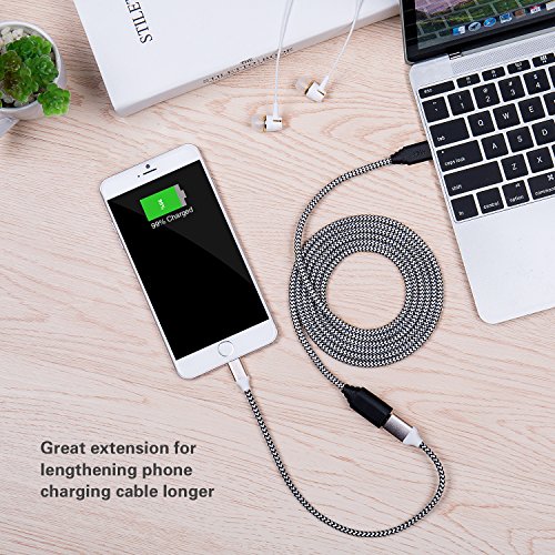 USB Extender, Besgoods 2-Pack Braided USB 3.0 6 ft USB Extension Cable A Male to A Female Extension Cord with Gold-Plated Connector, White Blue
