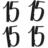 Black Glitter 15 Cut-Out Numbers, 15th Birthday Party Anniversary Decorations DIY Essentials