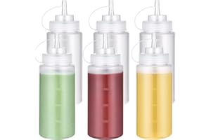 U-Taste 16 OZ Condiment Squeeze Bottles with Twist on Caps and Measurement, Leakproof Squirt Reusable Plastic Sauces Oil Cont