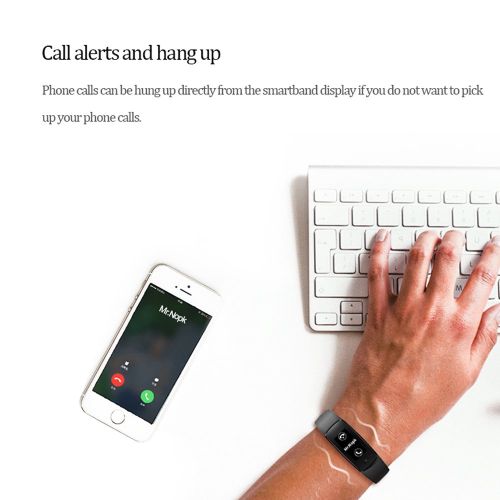 KEDA Fitness Tracker: Heart Rate Monitor Wireless Bluetooth Smart Wristband Bracelet with IP67 Waterproof Fitness Watch for Android & IOS (BLACK) ¡­