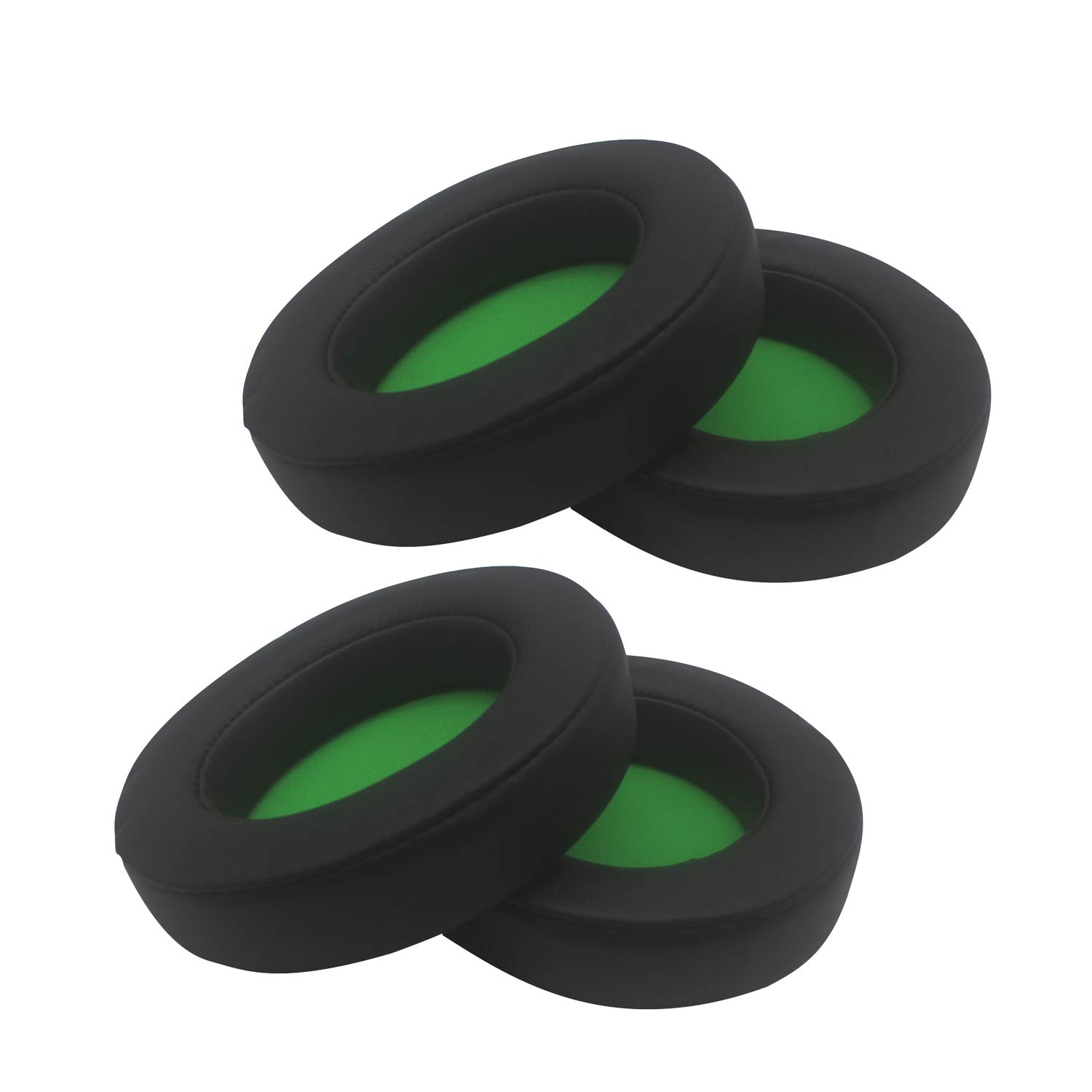 Chofit Compatible with Razer Kraken 7.1 V2/Kraken V2/Kraken Pro V2 Earpad, Replacement Cushion Oval Cover Ear Pads Cups Case Accessories Protein Memory Foam Earpads (Black-green-2pairs)