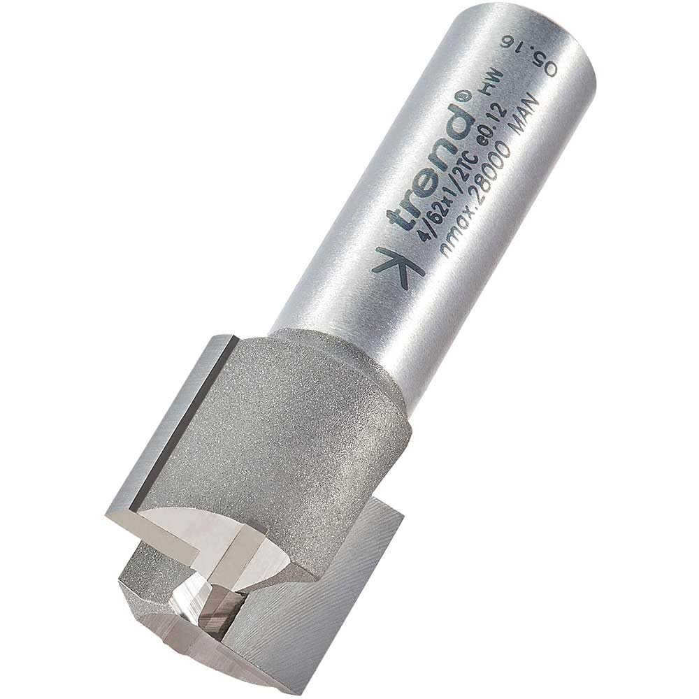 Trend Professional Two Flute Router Cutter, 1/2 Inch Shank, 21mm Cut Diameter & 19mm Cut Length, Tungsten Carbide Tipped, 4/62X1/2TC