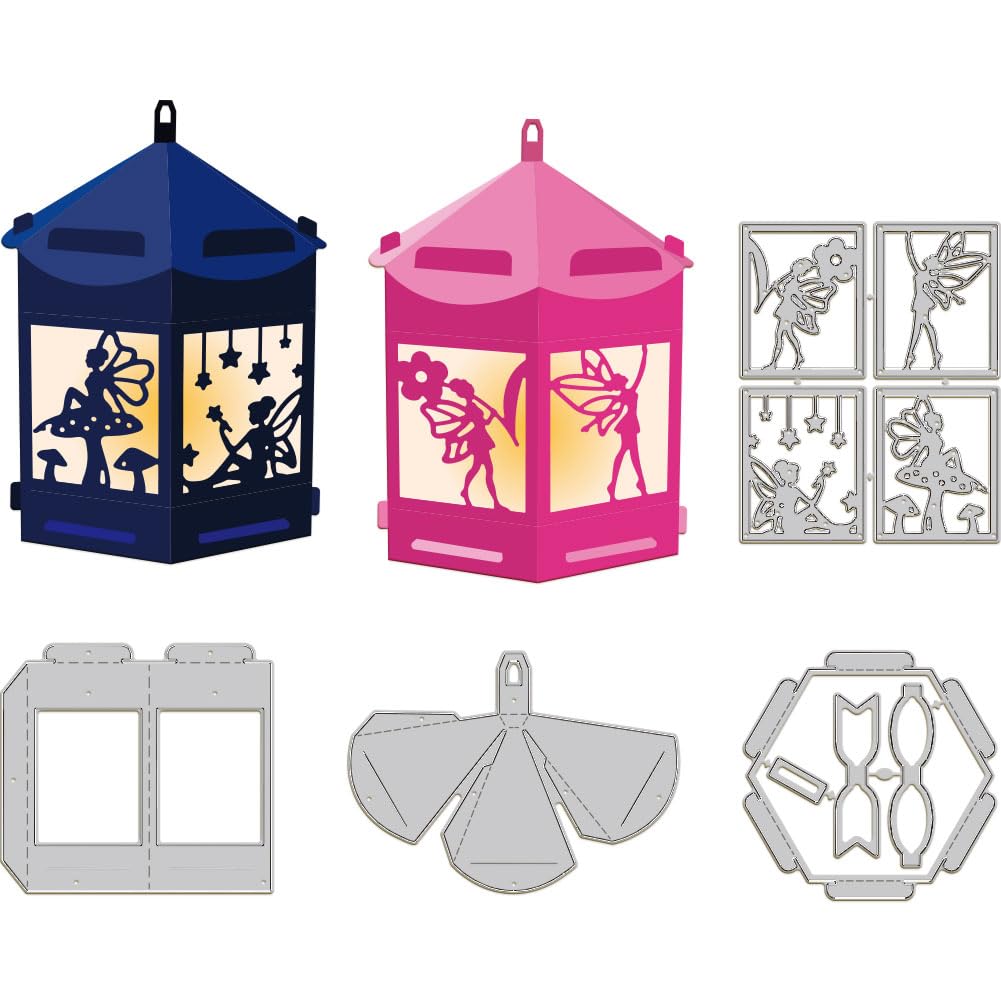 GLOBLELAND 3D Fairy Box Cutting Dies for Card Making Metal 3D Fairy Light Box Die Cuts Cutting Dies Templates for Scrapbooking Journal Embossing Paper Craft Decor