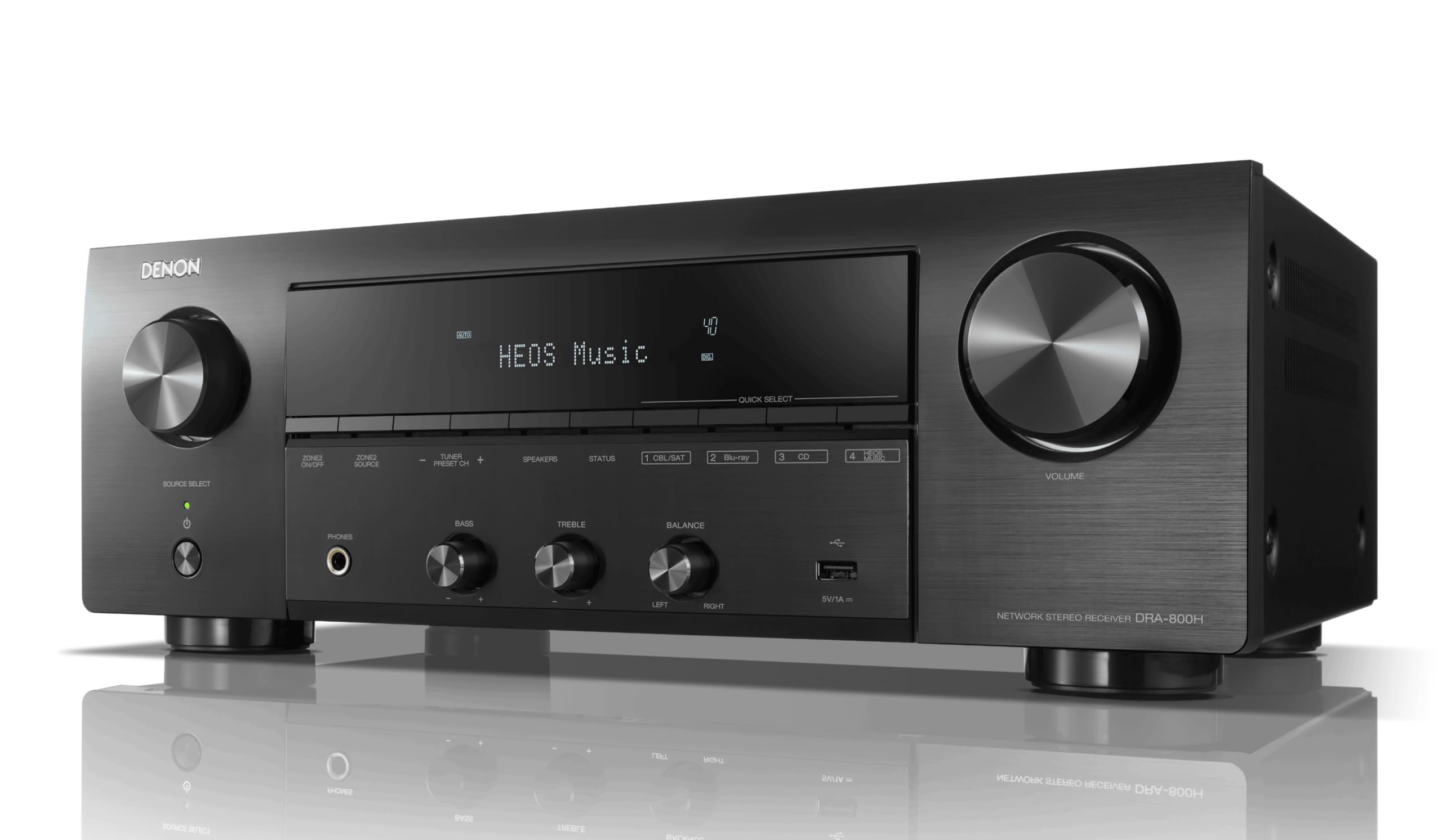 Denon DRA-800H 2-Channel Stereo Network Receiver for Home Theater, Hi-Fi Amplification, Connects to All Audio Sources, HDCP 2.3 Processing, Compatible with Amazon Alexa