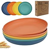 K Y KANGYUN 10 Inch Unbreakable Wheat Straw Dinner Plates, Set of 4 - Dishwasher Safe, Perfect for Camping and Dinner Dishes, BPA Free