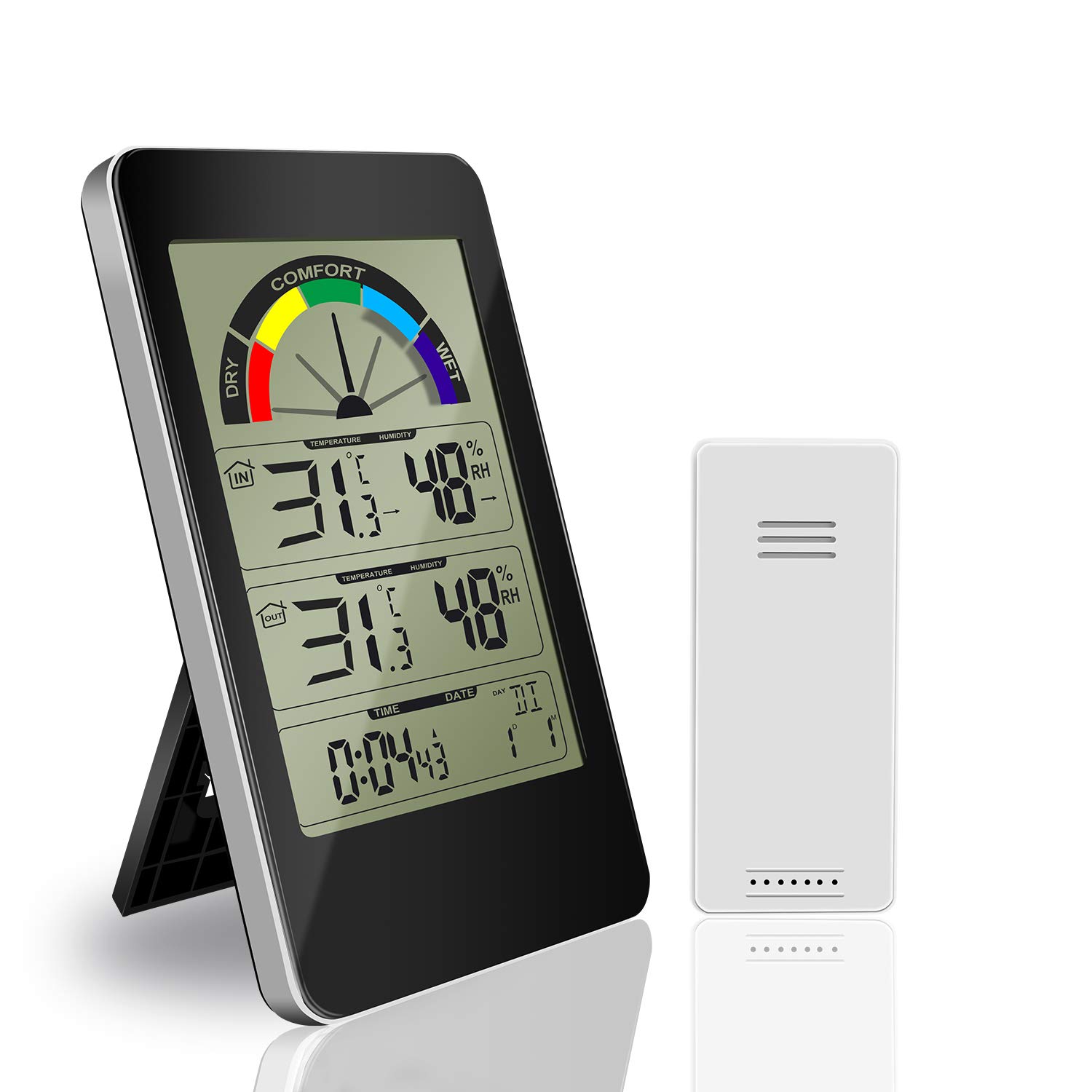 Zubita Thermometer, Wetterstation Funk mit Außensensor Große Digitaler LCD Anzeige Hygrometer ...