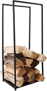 CHARLES BENTLEY Tall Black Matte Contemporary Log Holder 10KG Firewood Storage view 3