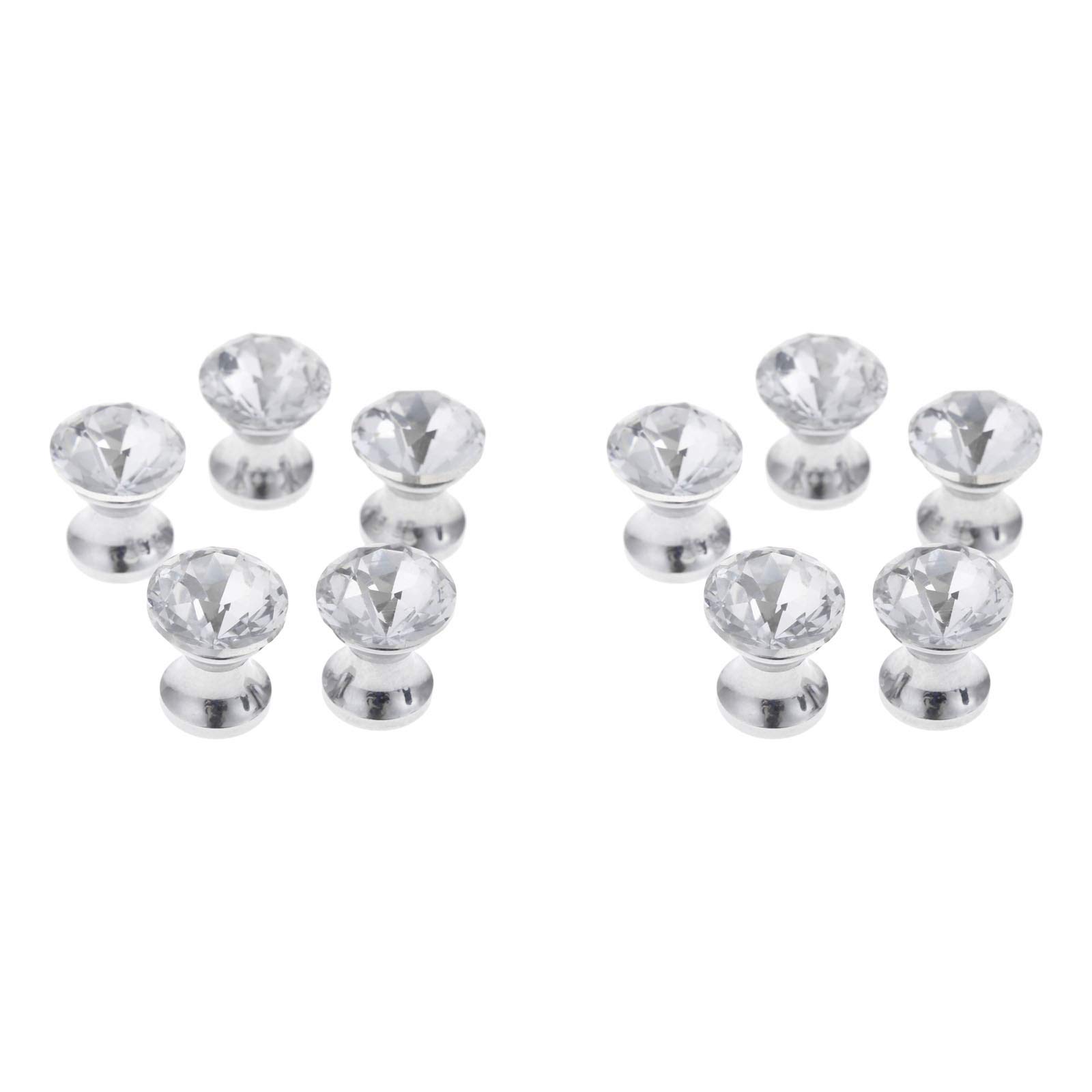 Mgoodoo 10Pcs 12mm Crystal Glass Clear Cabinet Knob Drawer Pull Handle Jewelry Box Gift Case Knobs Single Hole