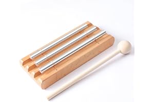 MUSFUNNY Energy Chimes Percussion Hand Bells: Trio 3 Tone Chime Music Instrument with Mallet for Yoga Meditation Sound Healing Teachers' Classroom Tools