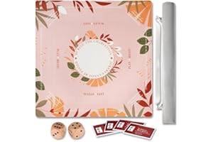 TANSOREX Mahjong Mat with Rules for Table,Travel Mahjong Set,Non-Slip and Silent,Comes with 2 Dice and 1 Coral Velvet Mahjong Mat Storage Bag,Mahjong Cards 2025(Pinky)