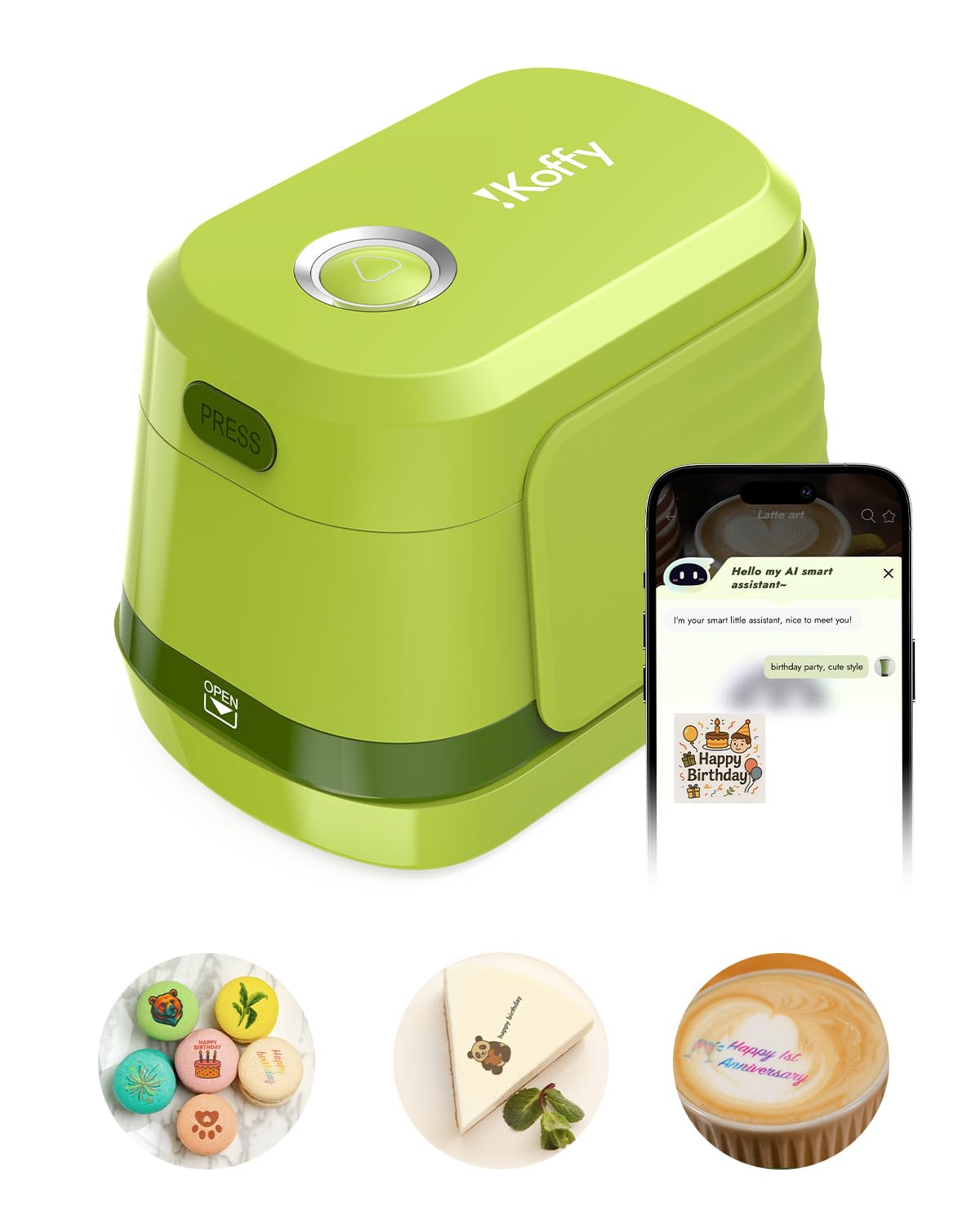 Photo 1 of iKoffy EdiBot, AI-Powered Portable Full-Color Food Printer, for Latte Art, Macaron Cookie DIY & Cake Decoration