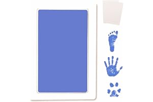 REIGNDROP Inkless Large Clean Touch Ink Pad Kit for Baby Footprint, Handprint & Pet Paw Print - No Ink Mess, Clear Print, Smudge Resistant, Long Lasting, Baby Safe, Includes 2 Cardstock(Clean-Touch - Blue)