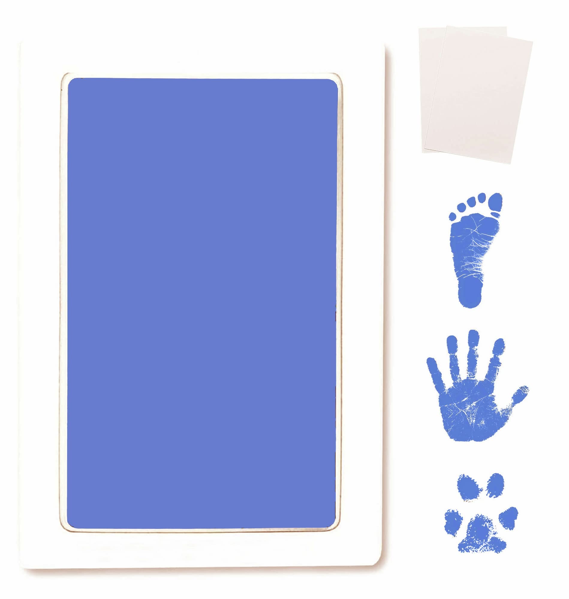 Inkless Large Clean Touch Ink Pad Kit for Baby Footprint, Handprint & Pet Paw Print - No Ink Mess, Clear Print, Smudge Resistant, Long Lasting, Baby Safe, Includes 2 Cardstock(Clean-Touch - Blue)