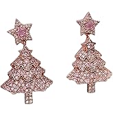 Christmas Tree Earrings for Women,Vintage Crystal Color Christmas Tree Earrings Sparkling Shining Christmas Snowflake Earrings Xmas Festival Birthday Party Exquisite Jewelry