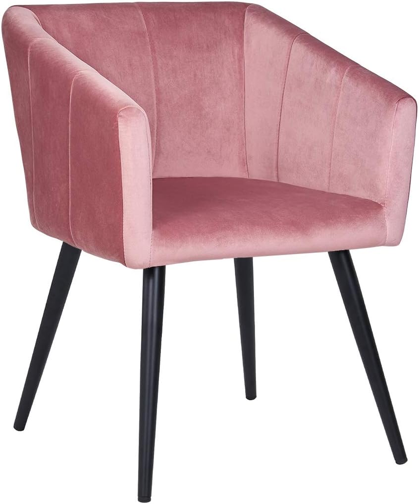 Duhome Esszimmerstuhl aus Stoff (Samt) Rosa Pink Farbauswahl Retro