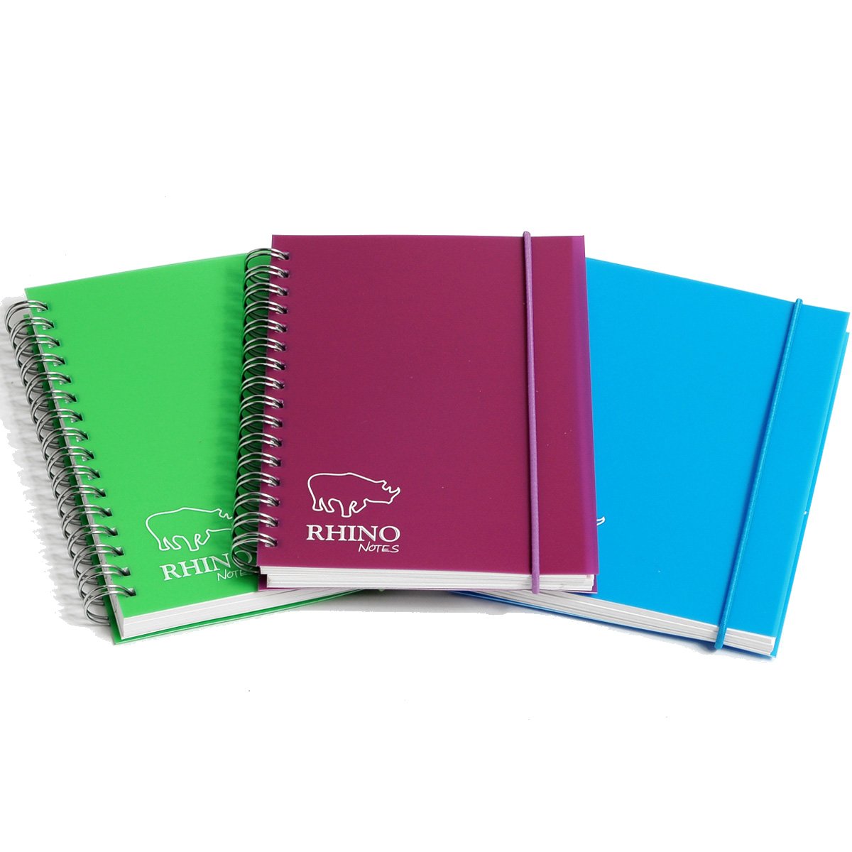 Rhino Stationery A6 Twinwire Notebook | Hardback Notebooks | 200 Pages | Lined Notepad | Assorted Colours | Journal Notebook | Pack of 6