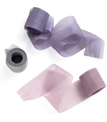 Ling's Moment Silk Satin Ribbon - 6.7 Yards, 1.5 Inch Width, Frayed Edge For Wedding Bouquets & Gift Wrapping