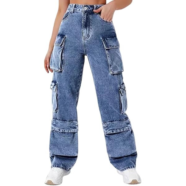 Famnbro Women's High Waisted Cargo Pants Casual Straight