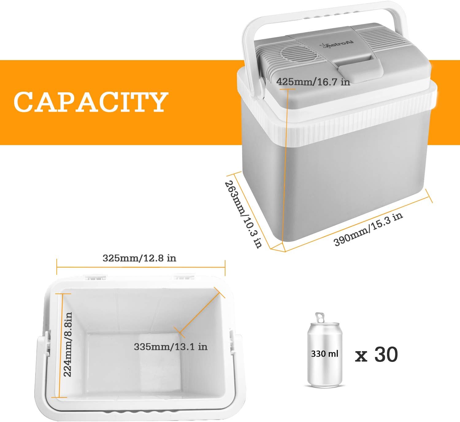 AstroAI Mini Car Fridge 24 Liter Portable Thermoelectric Cooler
