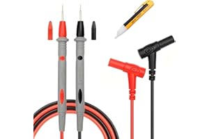 Digital Multimeter Test Lead Probe with Sound & Light Alarm, 1000V 20A Banana Plug Test Pen for Electrical Testing