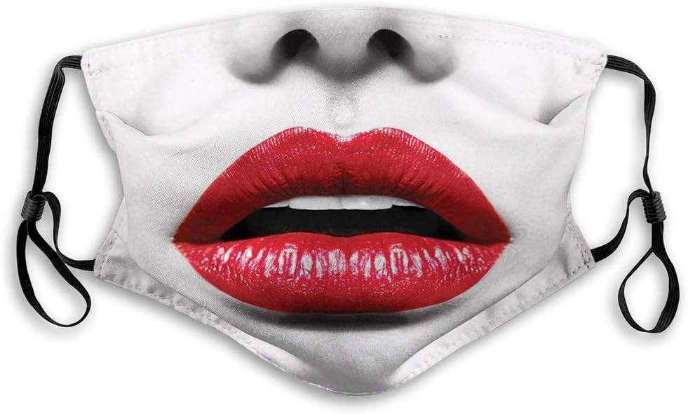Comfortable Windproof Printed,Red and Black,Cosmetic Lipstick in Vivid Alluring Colors Photo of Model Lips,Scarlet Pale Grey,Facial decorations for teens size:S X-4212