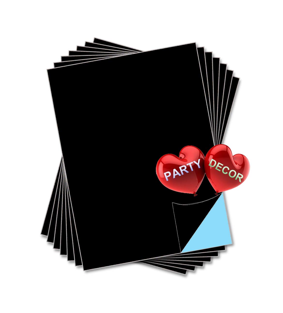 party_decor Black Self Adhesive Gloss Vinyl Sheet - A4 - Pack of 5 - Perfect for Hobby & Craft