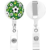 quohet 2 Pack Retractable Badge Holders Cute Badge Reel Badge Clip ID Card Holders for Student Office Worker Doctor Nurse Teacher(Football)