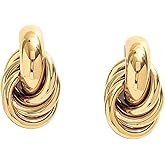 Chunky 18K Gold Plated Stainless Steel Earrings for Women Hypoallergenic Jewelry Trendy Statement Hoops Waterproof Non Tarnish Fashion Accessory Gift for Womens Wife Friend Sister