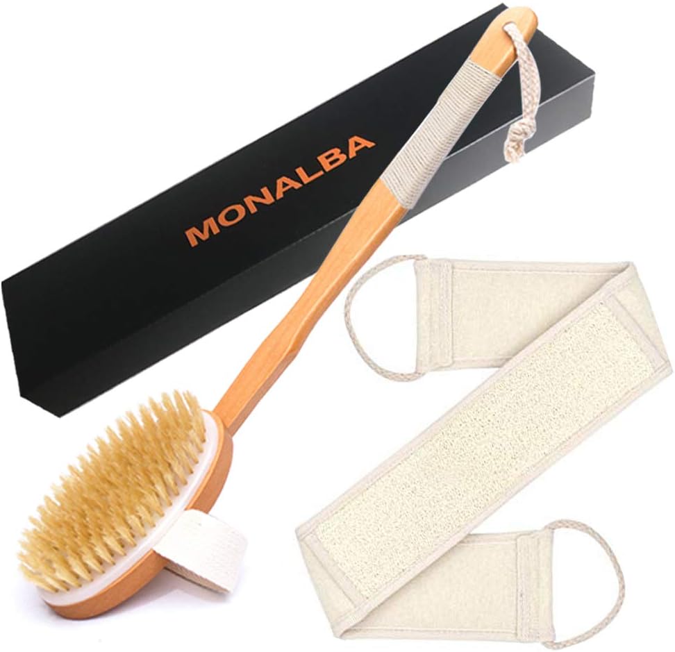 Bath BrushLoofah Back ScrubberShower BrushNatural Bristles and Long