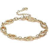 Verdantora Love Knot 14K Gold Bracelets for Women, Simple Adjustable Infinity Link Bracelet, Stainless Gold Plated Chain Bracelet, Fashion Accessories, Dainty Gold Jewelry Gifts for Women Mother Daughter
