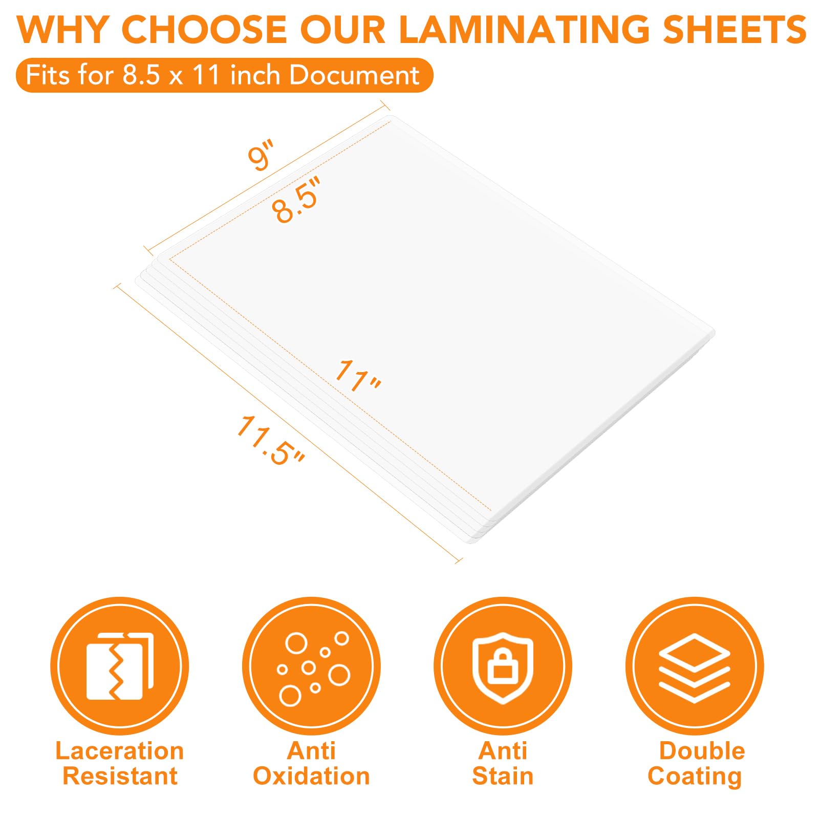 CAREGY 600 Pack Laminating Sheets,Holds 8.5 x 11 Inch Sheets,Thermal Laminating Pouches, 3 Mil, 9 x 11.5 Inches Lamination Sheet Paper for Laminator, Round Corner Letter Size