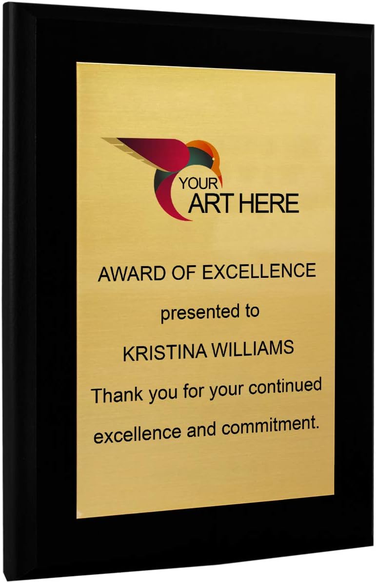 Plaques & Wall Art - Custom Aluminum Metal Award Plaque with Full Color Printing - Include Photos Or Logos and Your Personal Text (5 x 7