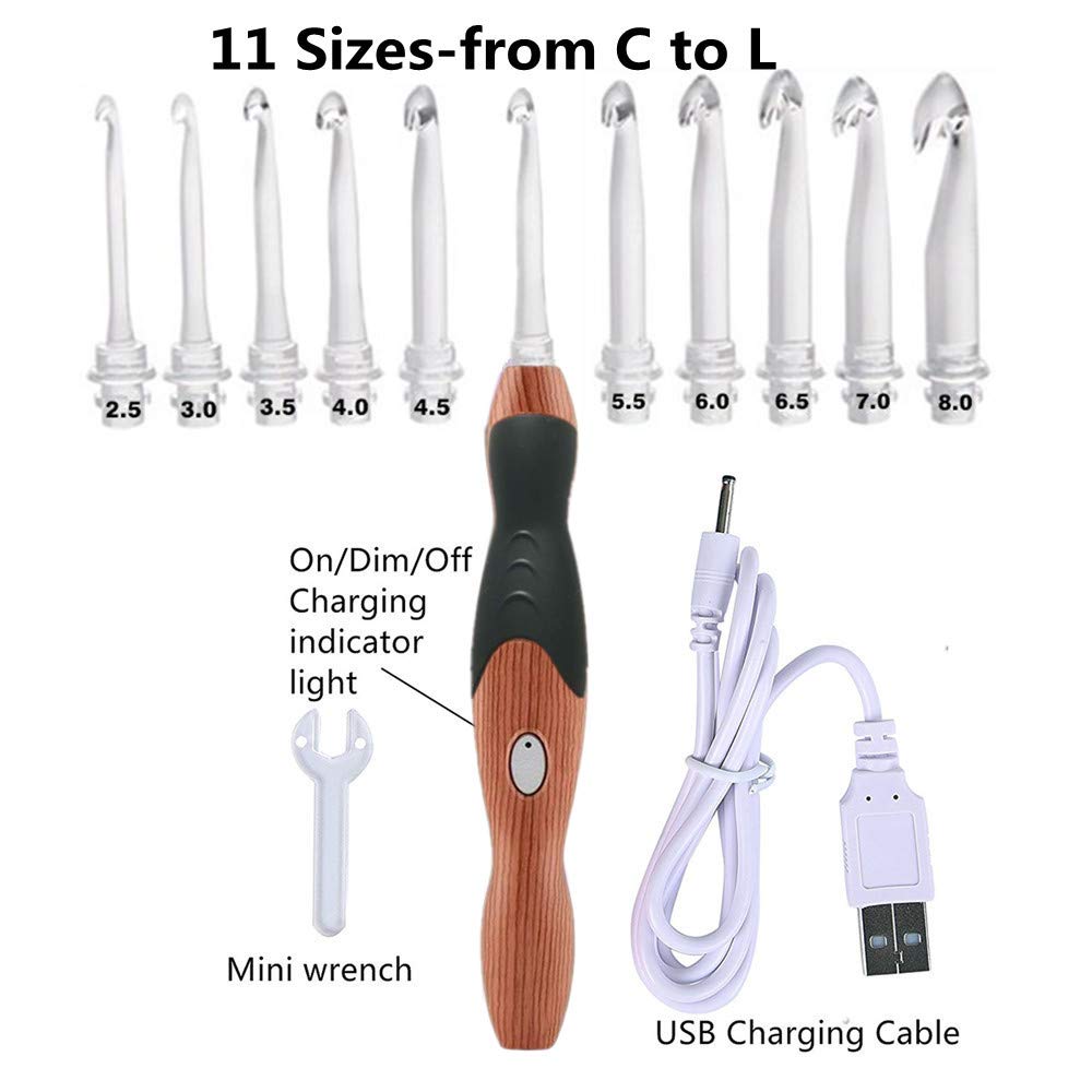 11 Sizes Light Up Crochet Hooks Set Lighted Crochet Hooks With Case