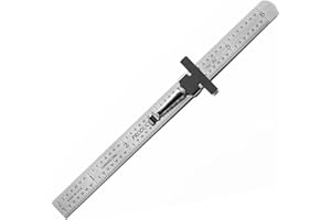 PEC Tools 6" Stainless Steel Ruler, Machinist's Ruler, Round End Rule with Clip, 32nds-64ths of an inch, with Decimal Equivalent Chart on Back, Made in USA