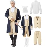 aicoaub Mens Hamilton Costume 5PCS Colonial Washington Costume Adult Outfit | Shoulder pads &amp; Double-layer fabric, Shirt worn underneath &amp; standalone vest, Revolutionary War, Founding Father Cosplay