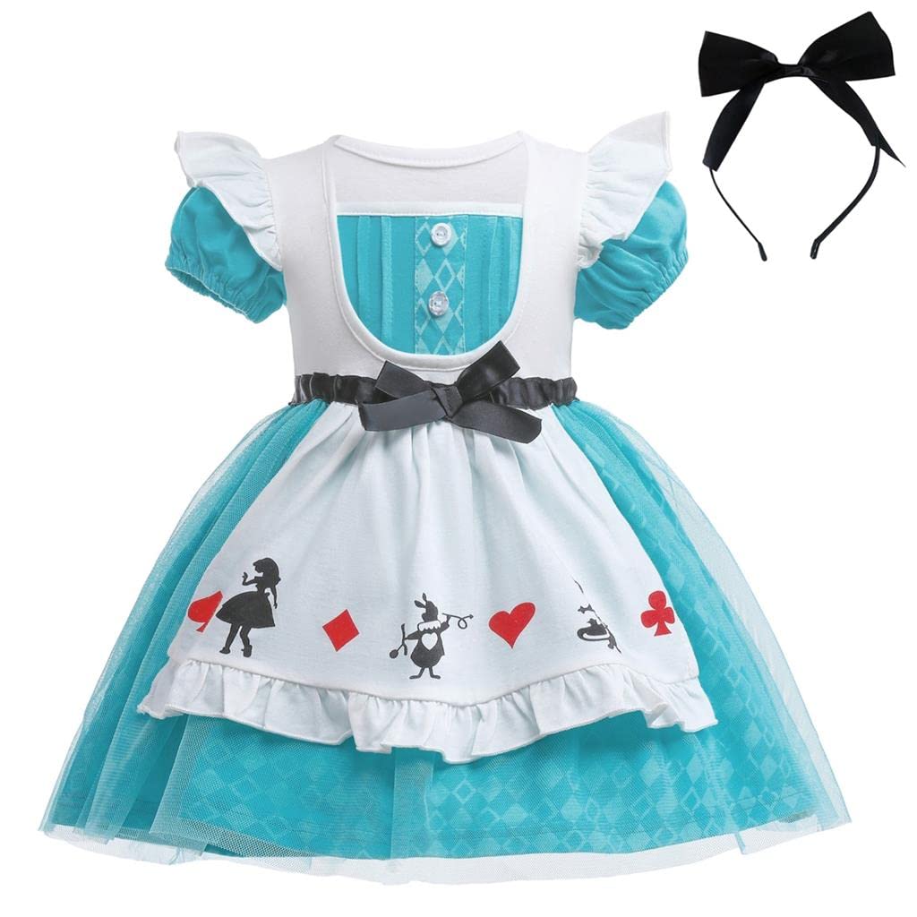 Lito Angels Alice in Wonderland Princess Fancy Tulle Dress Costume with White Apron and Hair Hoop for Baby Girls Age 6-12 Months