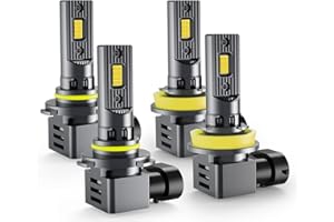 RCJ H11 9005 Light Bulbs Combo - 9005/HB3 H11/H9/H8 Bulbs 200W 60000LM Super Bright 6000K Cool White Fog Lights, Plug-N-Play, Pack of 4