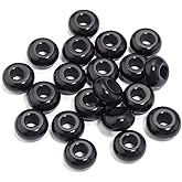 THEDAYEE 20pcs Natural Large Hole Gemstone Beads for Jewelry Making, Black Onyx Rondelle Stone Big Hole 6mm Loose Spacer Beads for Beading Bracelets Macrame Hair Braids (8x14mm)