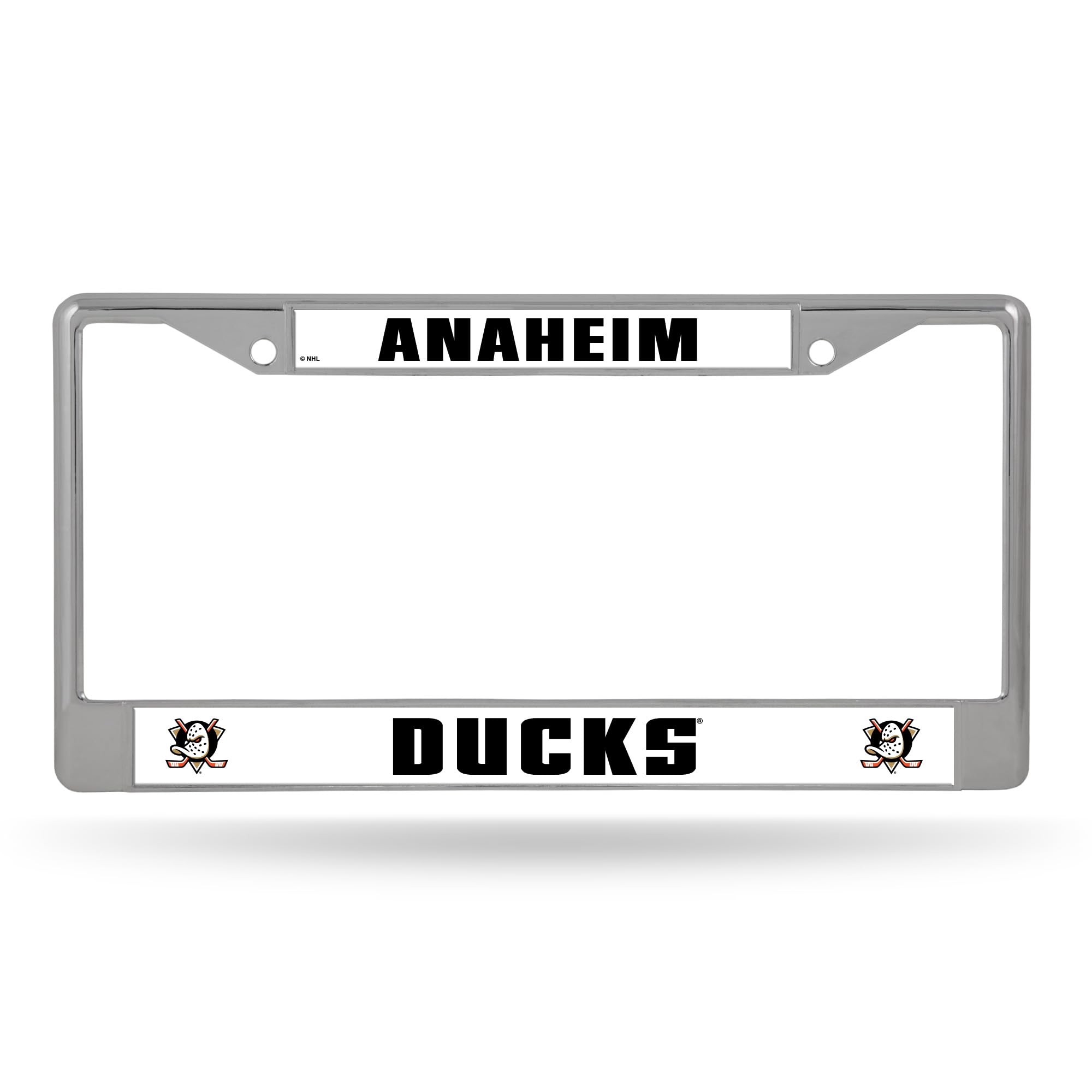 Photo 1 of Rico Industries NHL Hockey Anaheim Ducks Premium 12" x 6" Chrome Frame with Plastic Inserts - Car/Truck/SUV Automobile Accessory