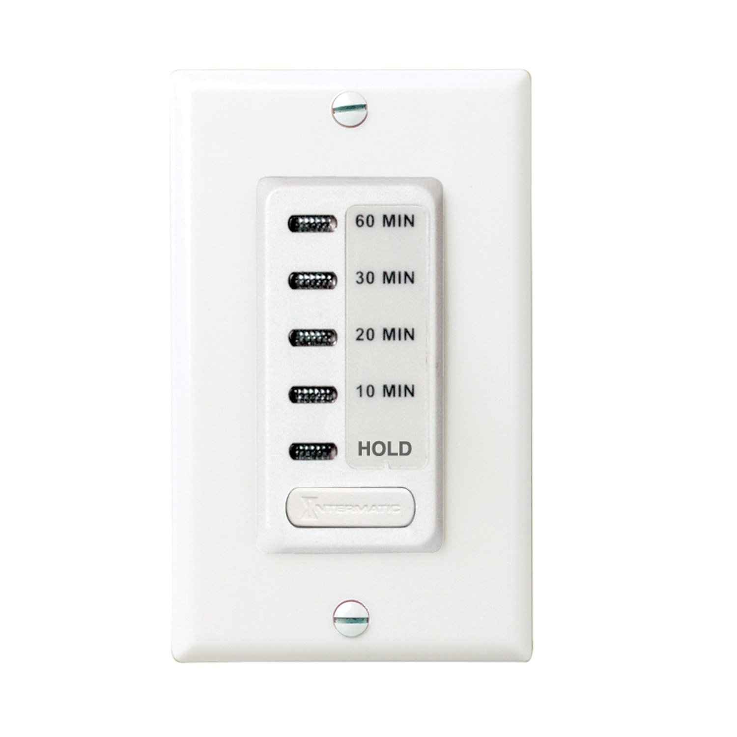 Intermatic EI210W Auto Shut-Off In-Wall Timer, 120 V, 15 A, 10, 20, 30, 60 Min 10/20/30/60 Minute White