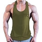 ZUEVI Men’s Stringer Tank Tops Y-Back Bodybuilding Muscle Sleeveless T-Shirts Gym Fitness Tank Shirts