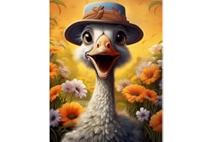 Natuyalo Paint by Numbers for Adults Beginner, Ostrich Acrylic Easy Paint by Numbers Kits Animal Craft Kits for Adults Suitable for Home Wall Decoration Flameless 16x20 Inch