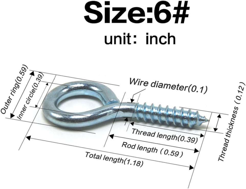 ECKJ Small Screw Eye Hooks Metal Eye Hook 500 Pieces Zinc Plated Metal