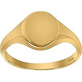 Jewels By Lux 10kt Yellow Gold Mens Polished Oval Head Signet Engraveable Ring