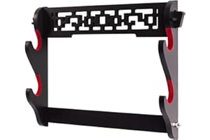 FOXSMZZ Sword Holder Wall Mount Velvet Padded Samurai Sword Stand Display Katana Wakizashi Tanto Wall Hanger Sword Rack (2-Tier)