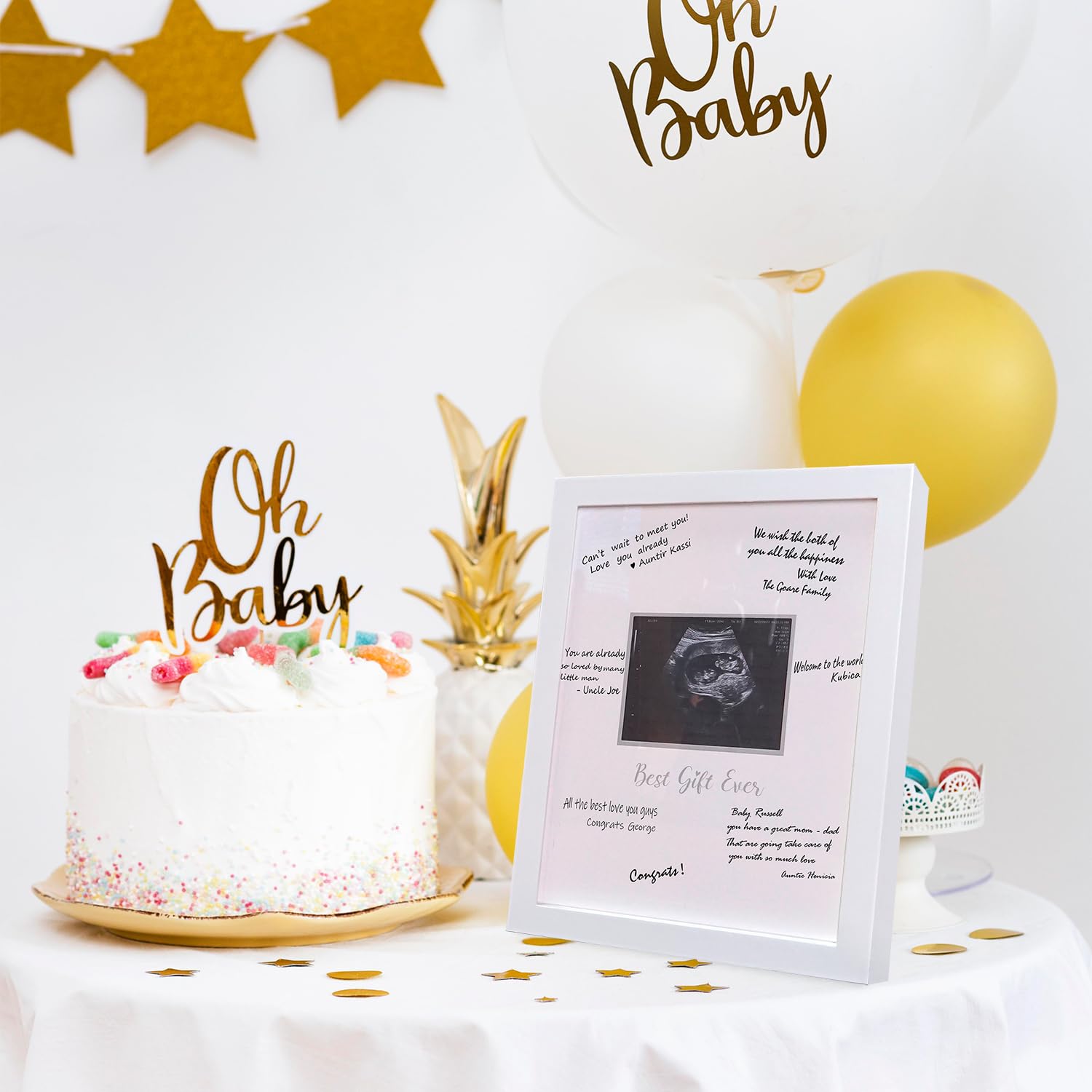 HAMUIERS Sonogram Signature Frame Guest Book, Ultrasound Picture Keepsake Frame, Baby Shower Guest Book Alternatives, Gift for Expecting Moms, White