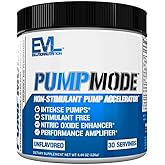 EVL PumpMode Nitric Oxide Supplement - Nitric Oxide Booster Pump Pre Workout Powder with Glycerol and Betaine for Muscle Recovery Growth and Endurance - Stim Free Pre Workout Drink (Unflavored)